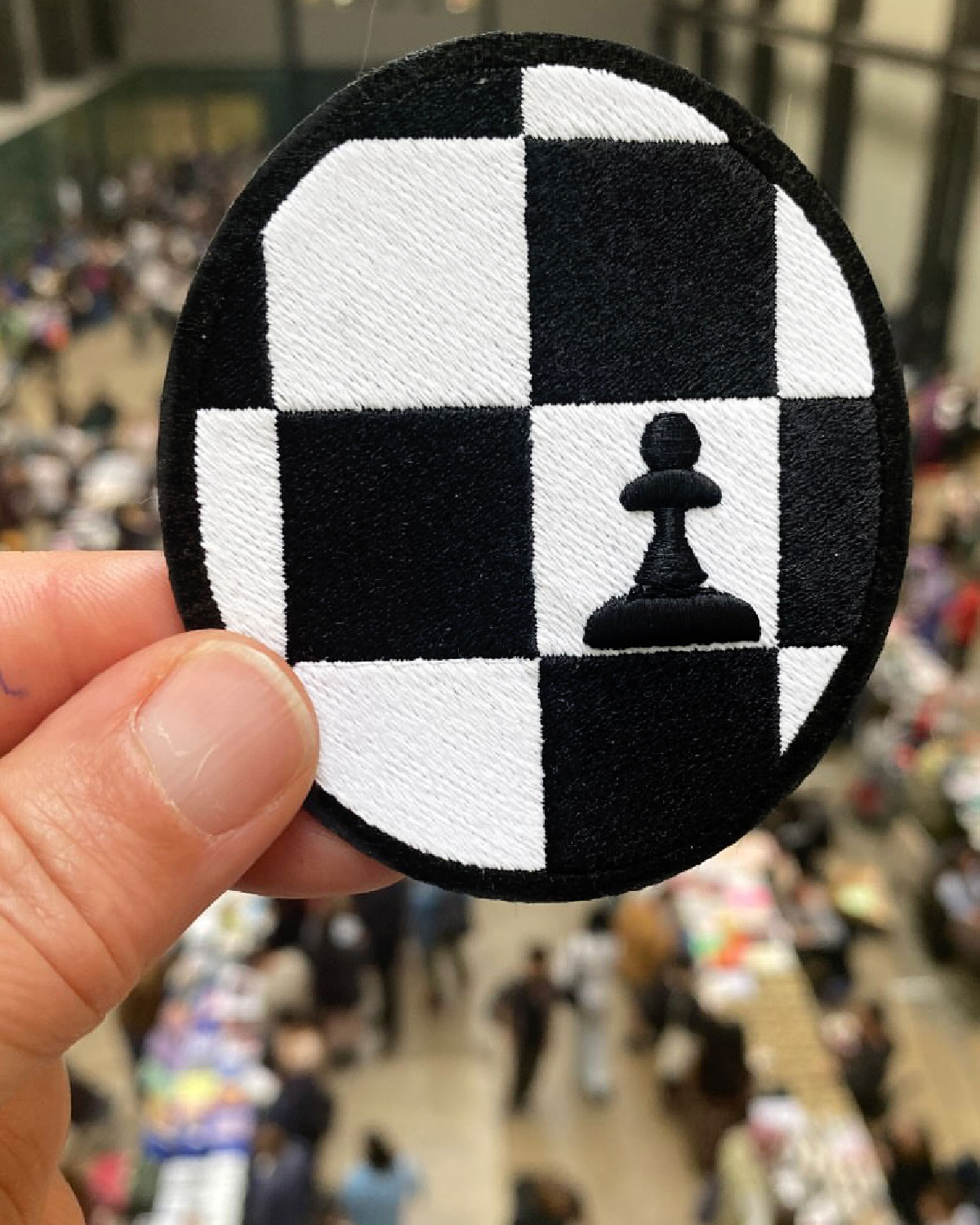 Claude Closky, ‘Chessboard,’ 2025, Nantes: Blazers-Blasons. polyester thread, machine embroidery, 8 x 6 cm. 60 ex.. 